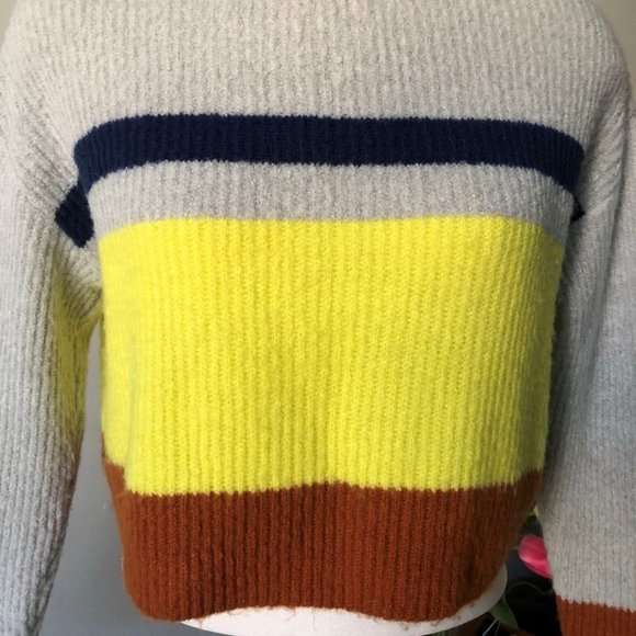 🤎 3/$25Garage Striped Color Block Cropped Knitted Sweater Size XS - Picture 6 of 12